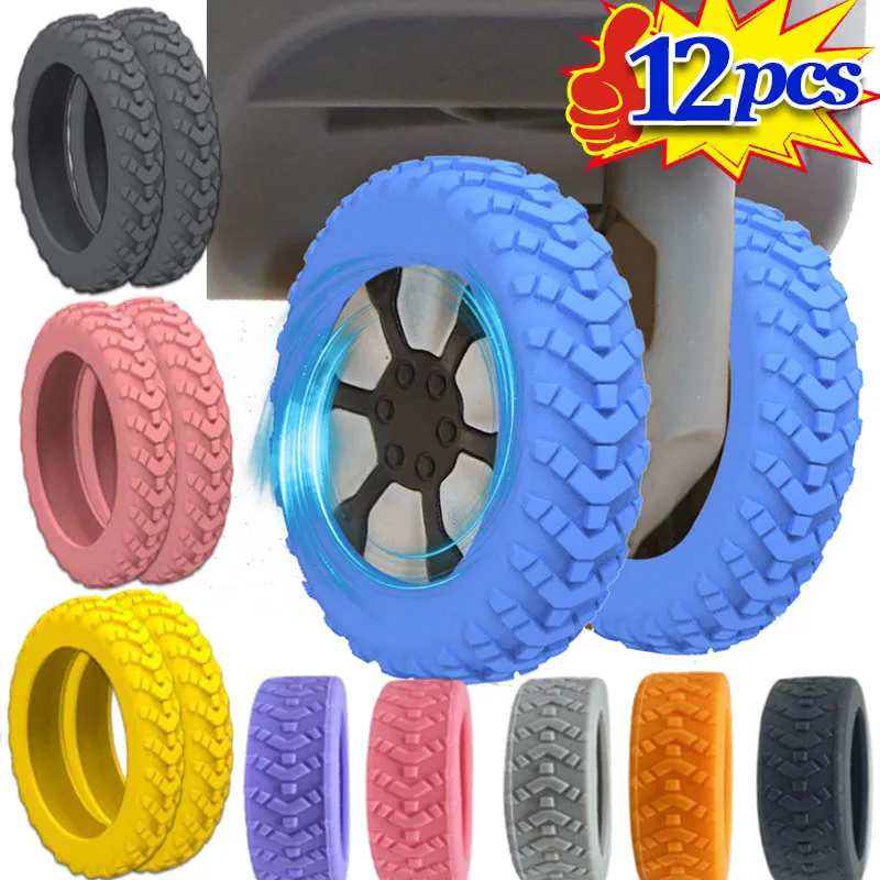 

12PCS Luggage Wheels Protector Silicone Wheels Caster Shoes Travel Luggage Suitcase Reduce Noise Wheels Guard Cover Accessories