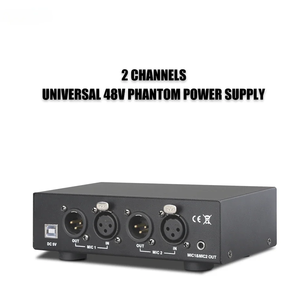 Factory Price 2 channels Mini 48 volt Universal microphone 48v phantom power supply for electret condenser microphone