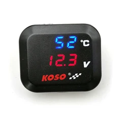 KOSO Motorcycle Water Temperature Meter Voltmeter with USB Charging Three-in-one and Sensor Adapter