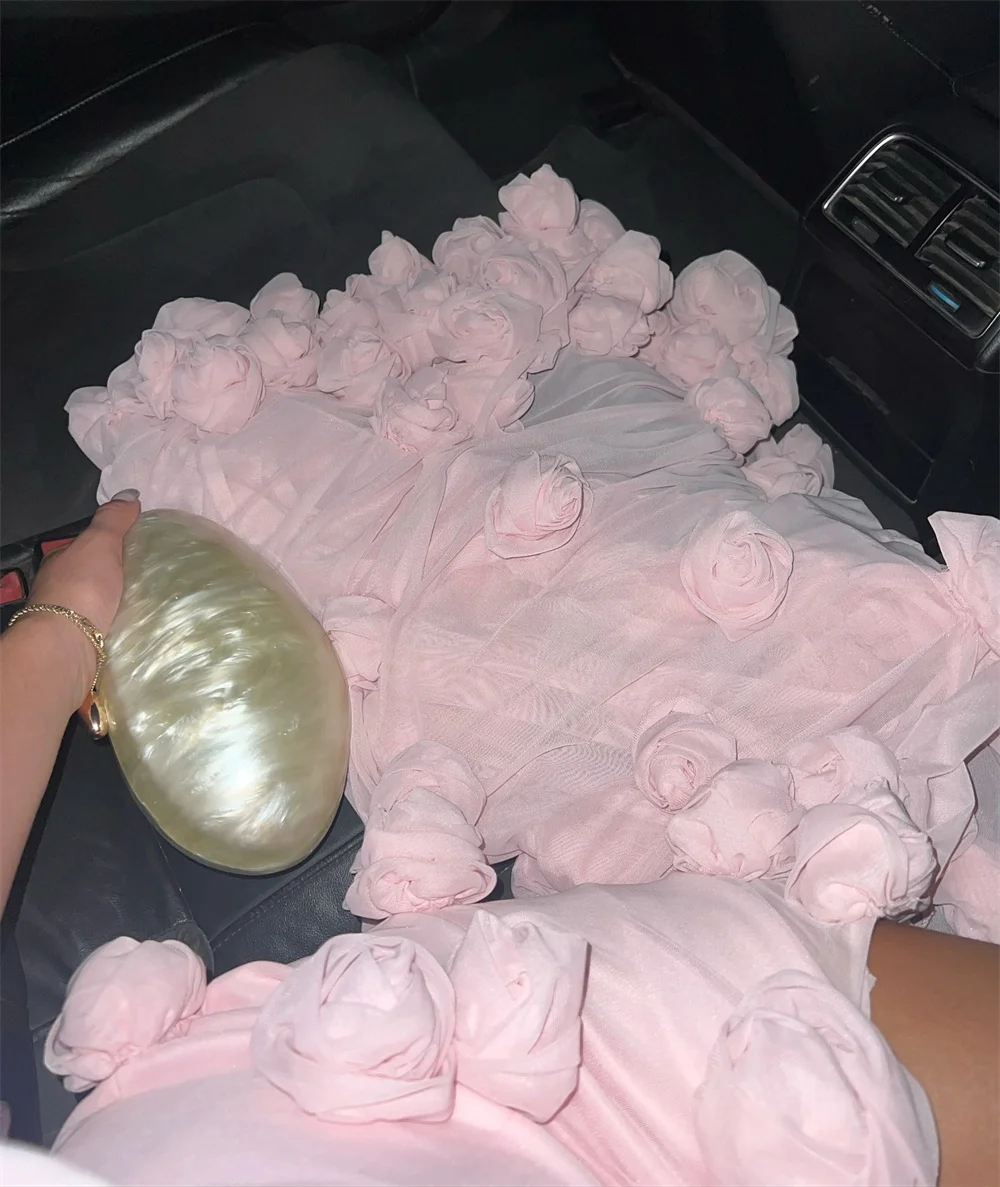 콘테사 두바이 맞춤형 우아한 3D 장미 코트 트레인 슬릿 프롬 드레스 스트랩리스 베스티도스 데 노체 바디콘 포멀 이브닝 이벤트 드레스