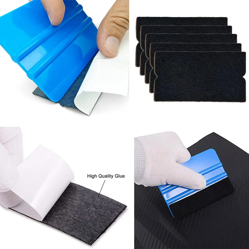 30/20/10Pcs Squeegee Felt Fabric Cloth for 10cm Card Squeegees Car Wrap No Scratch Scraper Spare Edge Cloth Window Tint Tools