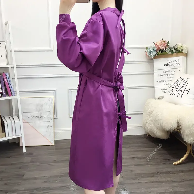 S-XXL Women Uniform Cotton Nursing Clothes Overalls Shirt Long Sleeve Doctor Workwear Isolation Clothing Oral Surgery Uniform