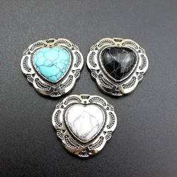 29*30mm Silver Ethnic Tribal Traditional Flower Love Heart Turquoise Leathercraft Conchos For Belt Wallet Decorative Accessories