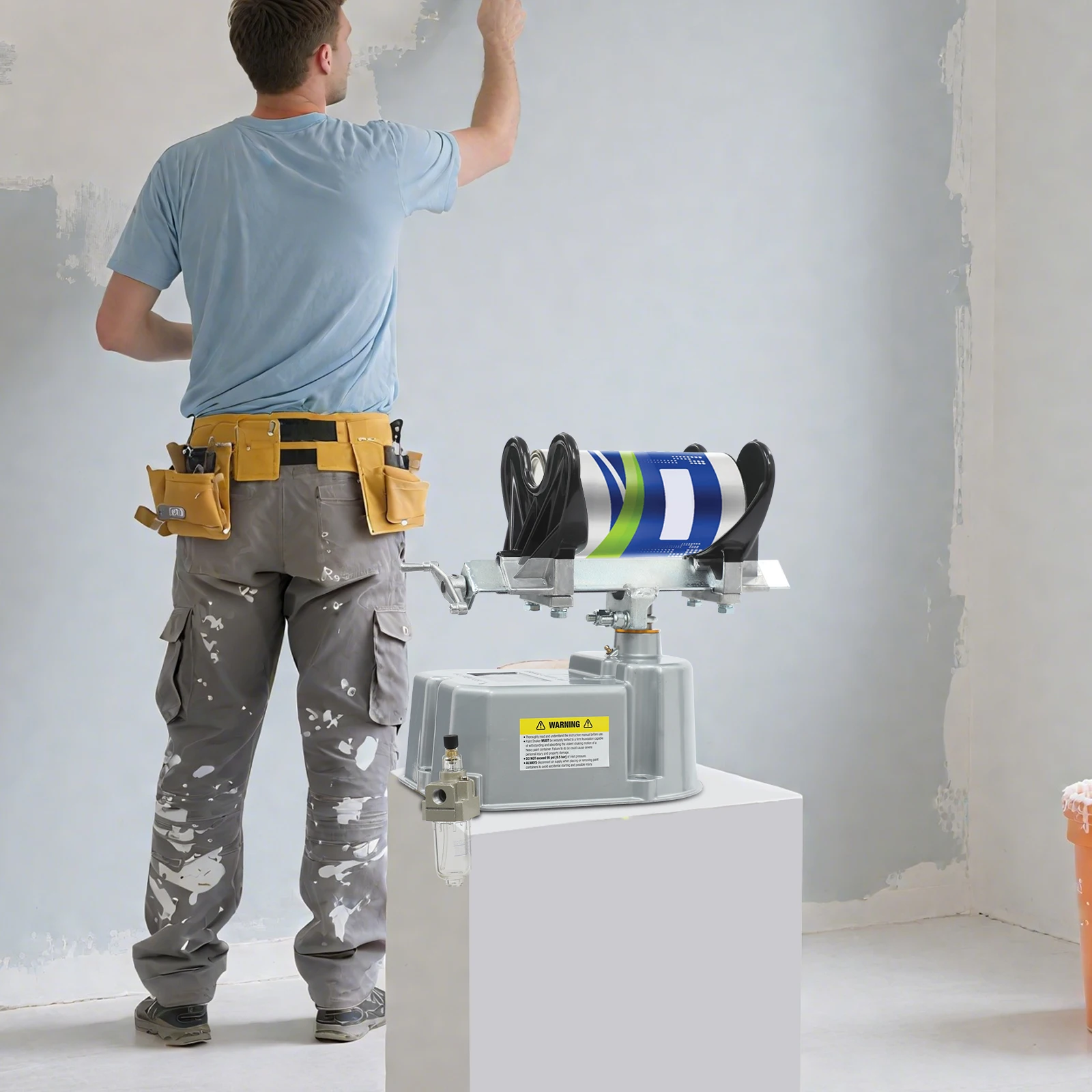 Air Paint Shaker, Pneumatic Paint Shaker 700 RPM, 15 Min Mixing, 30° Oscillation, Heavy Duty Aluminum, For 33.8-169 Oz Paint Cans, Industrial Spray Tool, Durable