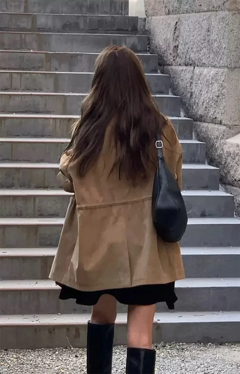 الكلاسيكية الجمل اللون Dstring صدرية الخريف الشتاء جديد Sle معطف كلاسيكي غير رسمي المرأة ort ملابس خارجية Tannat #2