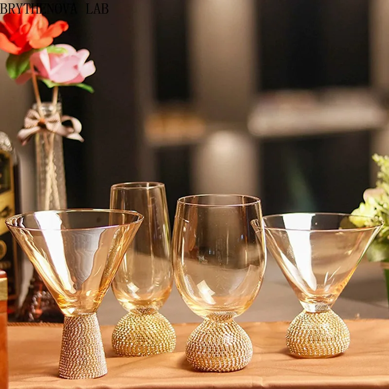 Light luxury European diamond glass wine glass, high Value, Diamond-wrapped Wines Red Pirit Cup, High-end Whisky