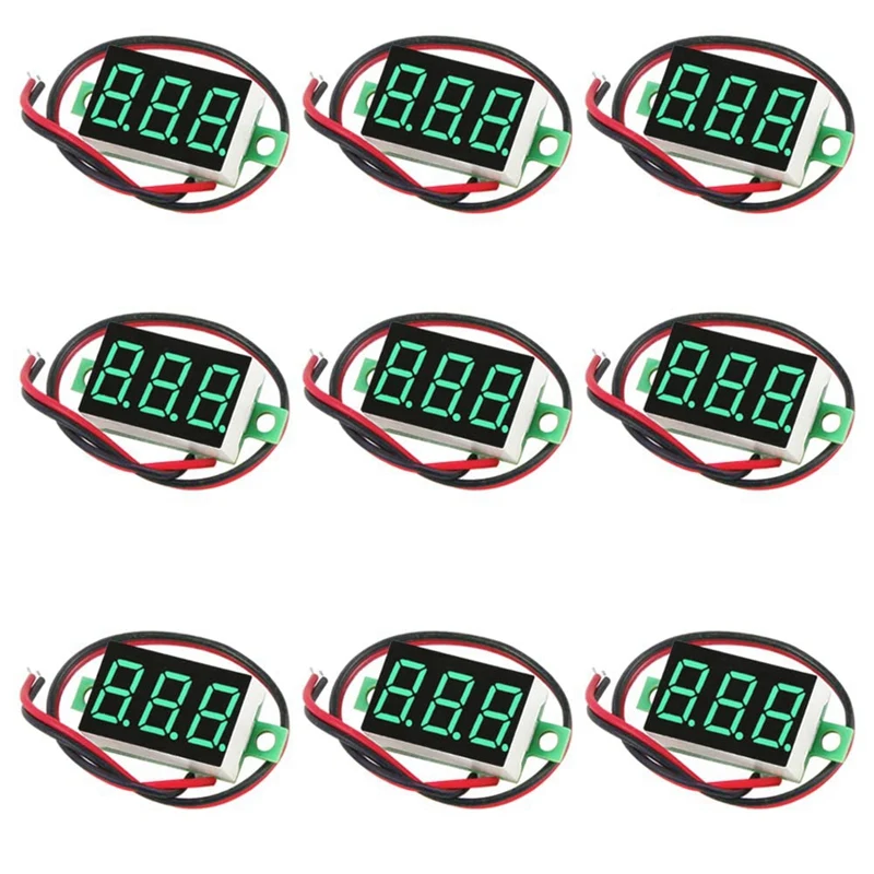 9Pcs Voltage Meter 2 Wire DC 0-32V With 3 Digit Panel LED Display Panel Mount Car Motorcycle Battery Monitor