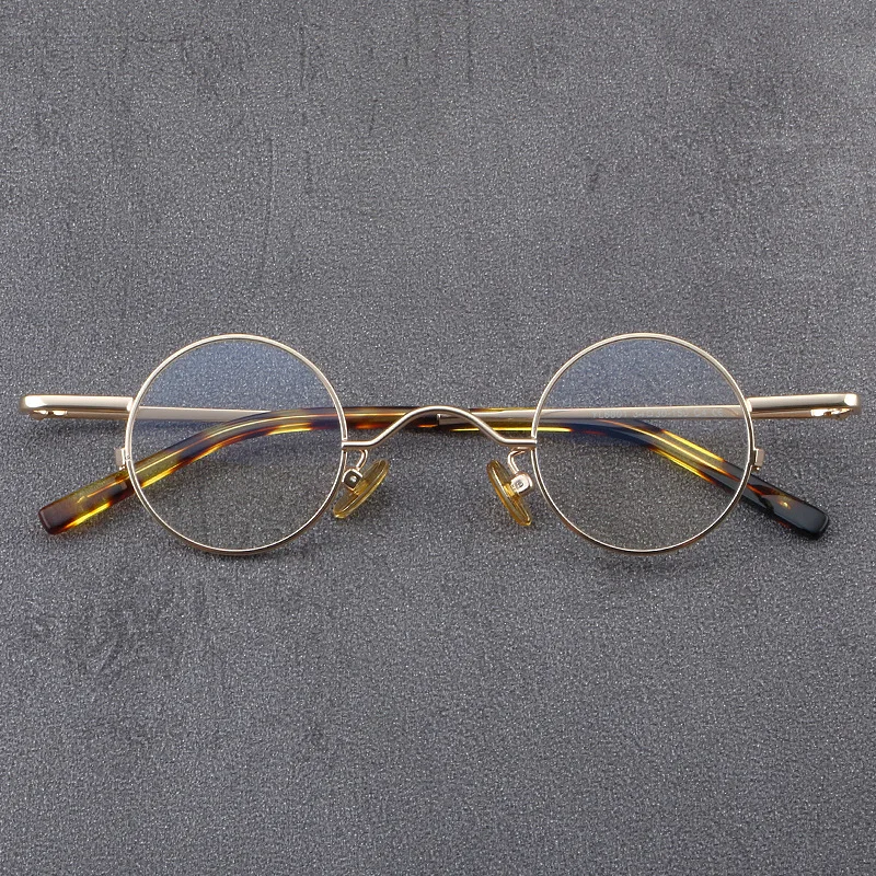 VCKA Anti Blue Discolor Myopia Glasses Frame Men Retro Round Pure Titanium Eyeglasses Women Prescription Eyewear -0.5 to -6.0