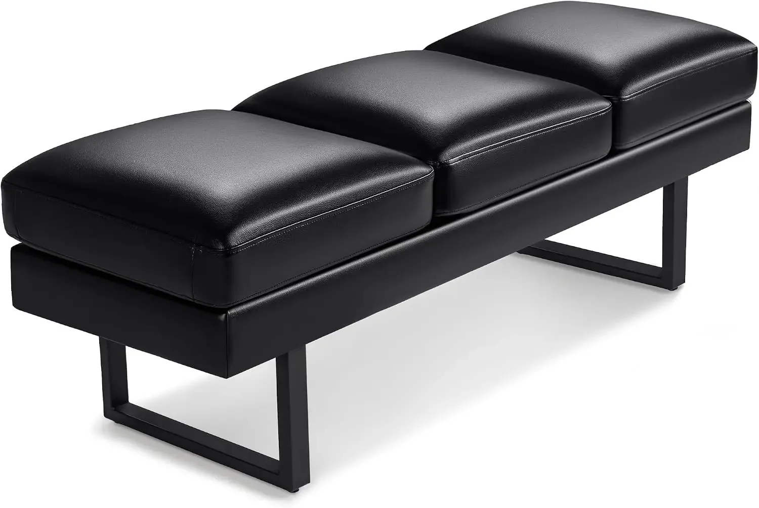 Waiting Room Chairs Faux Leather Office Guest Chair, 59.6 Inches Conference Room Chairs 3 Seats Upholstered Reception Bench