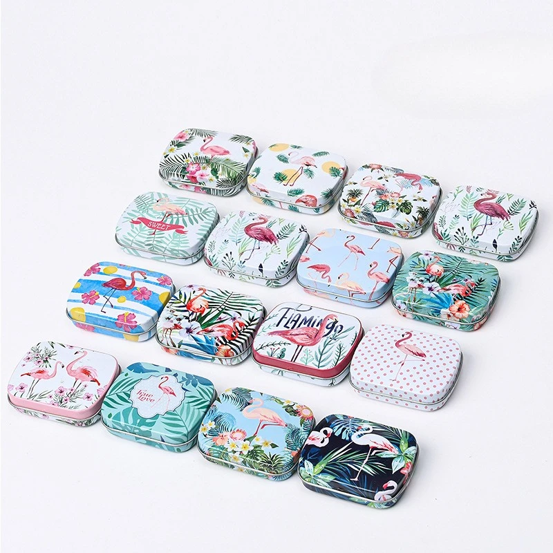 4 قطعة + صندوق صغير من القصدير مع غطاء المحمولة مستطيلة حاوية تخزين صغيرة علب الحلوى الفارغة علب حبوب منع الحمل هدية التعبئة والتغليف المنظم