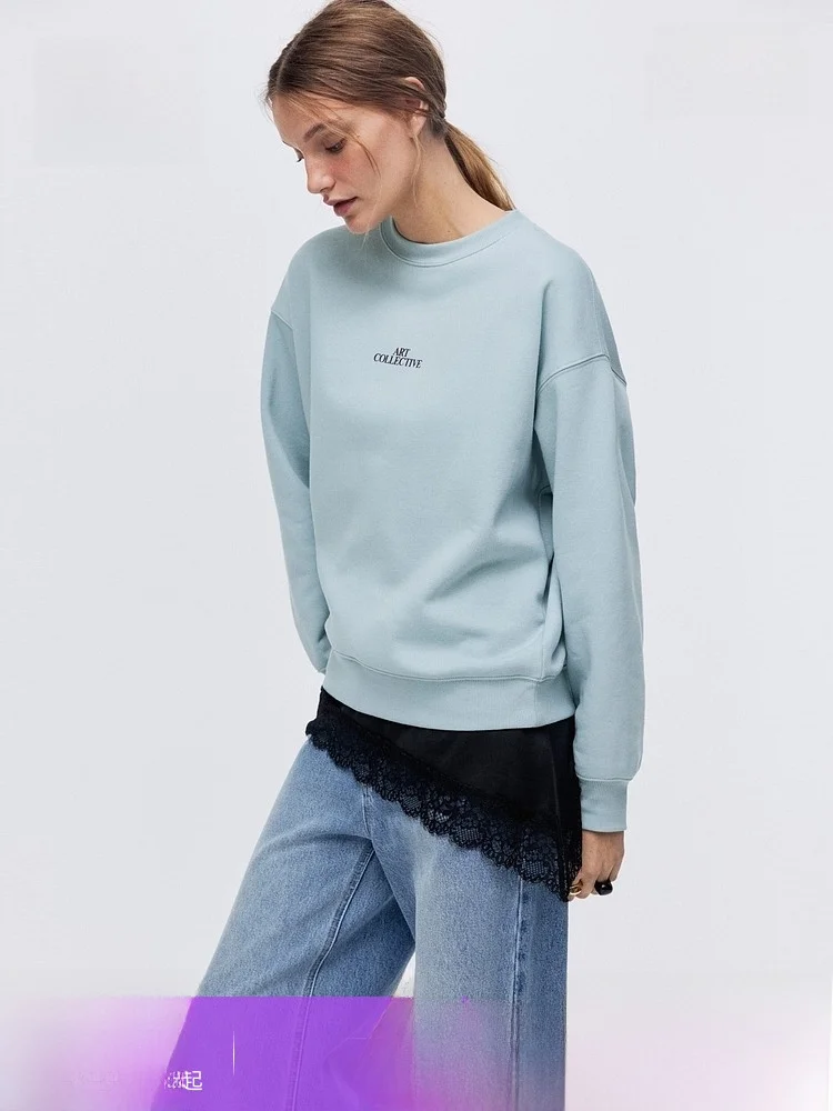 

Женская толстовка H&M Spring Mischievous Girl American Lazy Sle с принтом, из смеси хлопка и полиэстера, с длинными рукавами...