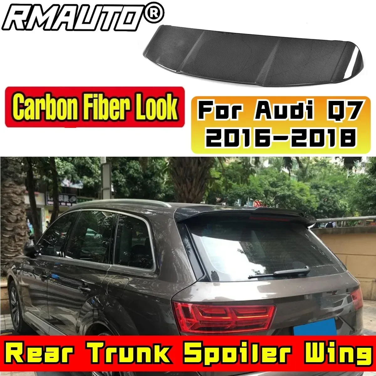 Car Rear Roof Spoiler Body Kit ABS Plastic Car Rear Spoiler Wing For Audi Q7 2016 2017 2018 Rear Roof Spoiler Car Accessories