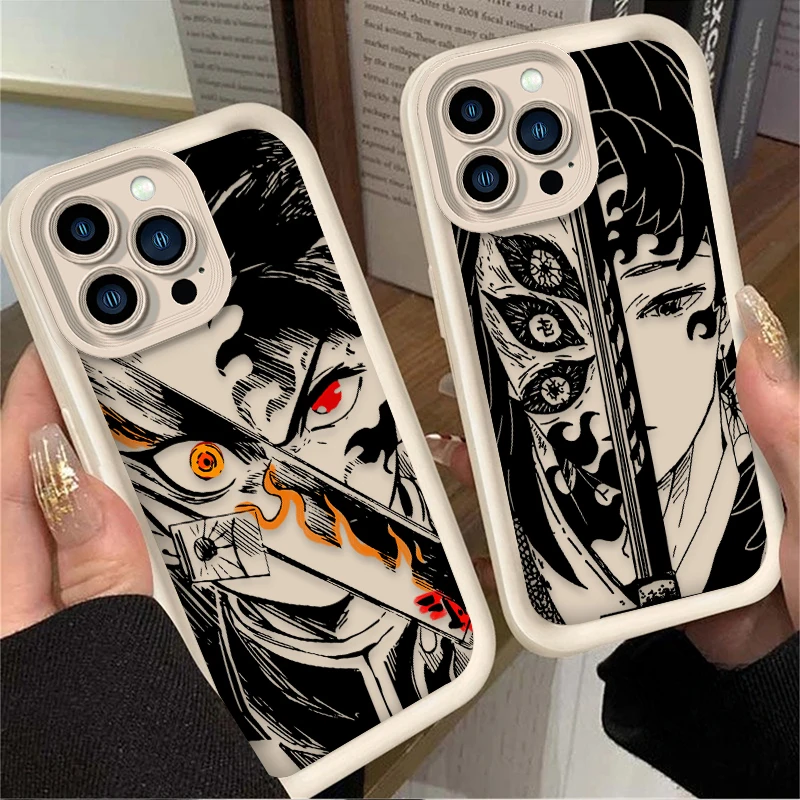 Anime Demon Slayer Case For iPhone 16 15 14 13 12 11 Pro Max X XS X S Max XR SE 2020 7 8 Plus Shockproof Silicone Back Cover