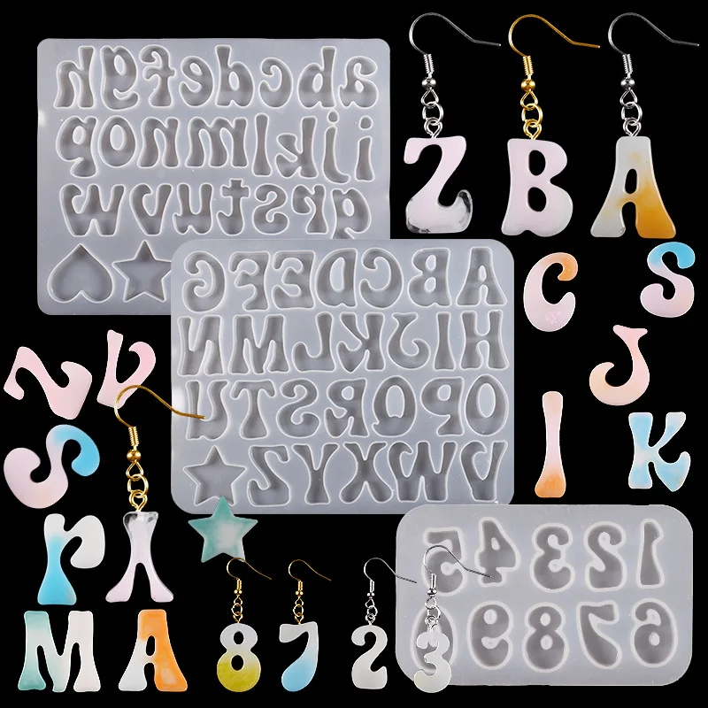 Alphabet Epoxy Resin Silicone Mold Letter Number Mould DIY Keychain Earring Pendant Epoxy Resin Jewelry Crafts Casting Mold