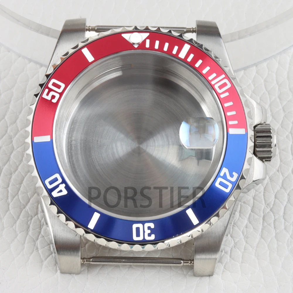 Silver 40mm NH35 Watch Case Solid 316L Stainless Steel Sapphire Glass for GMT SUB Yacht-Master NH34 NH35 NH36 NH38 Movement