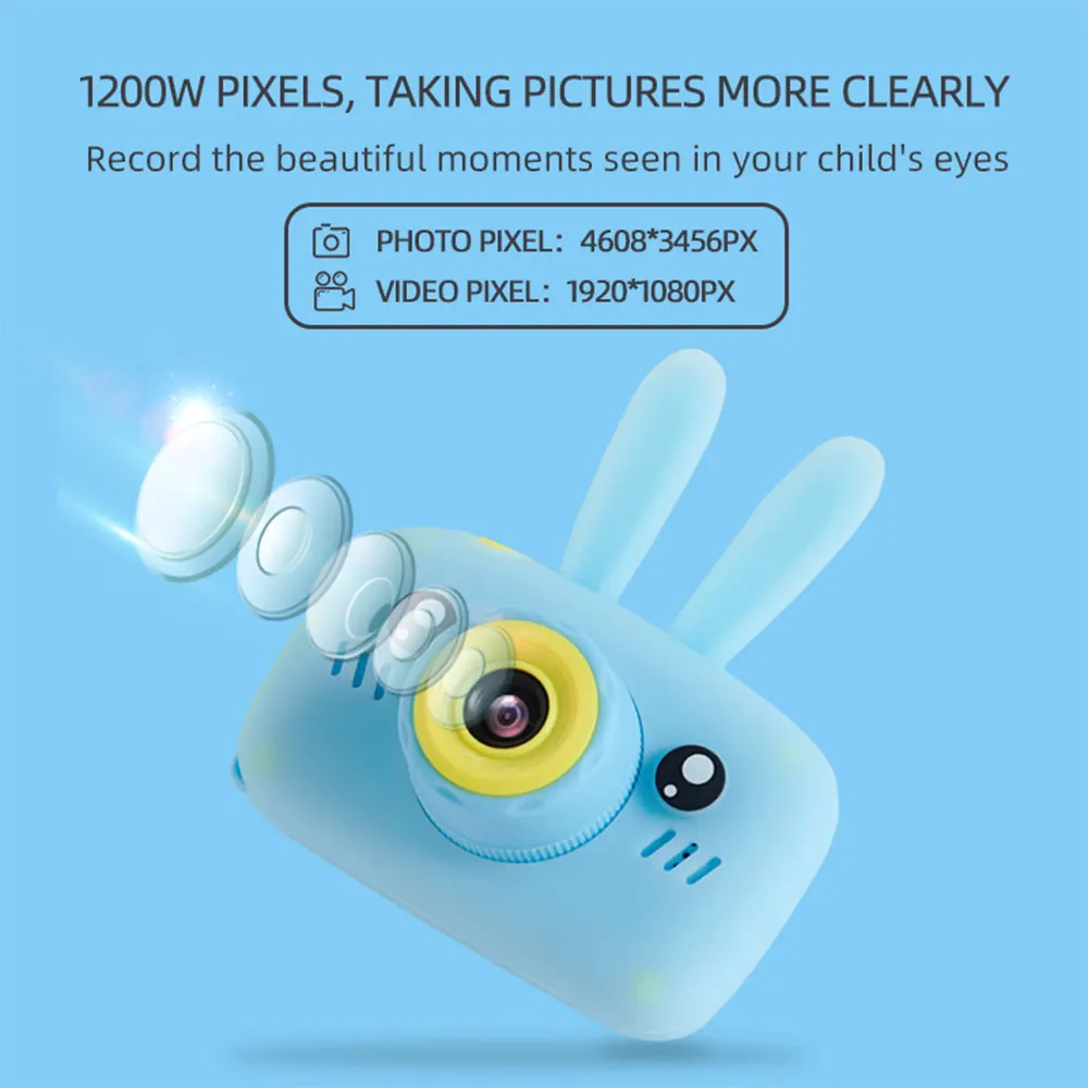 Children\'s Camera Mini Digital Rabbit Camera Educational Toys 1080P HD Screen Outdoor Toys for Girls Boys Birthday Gifts