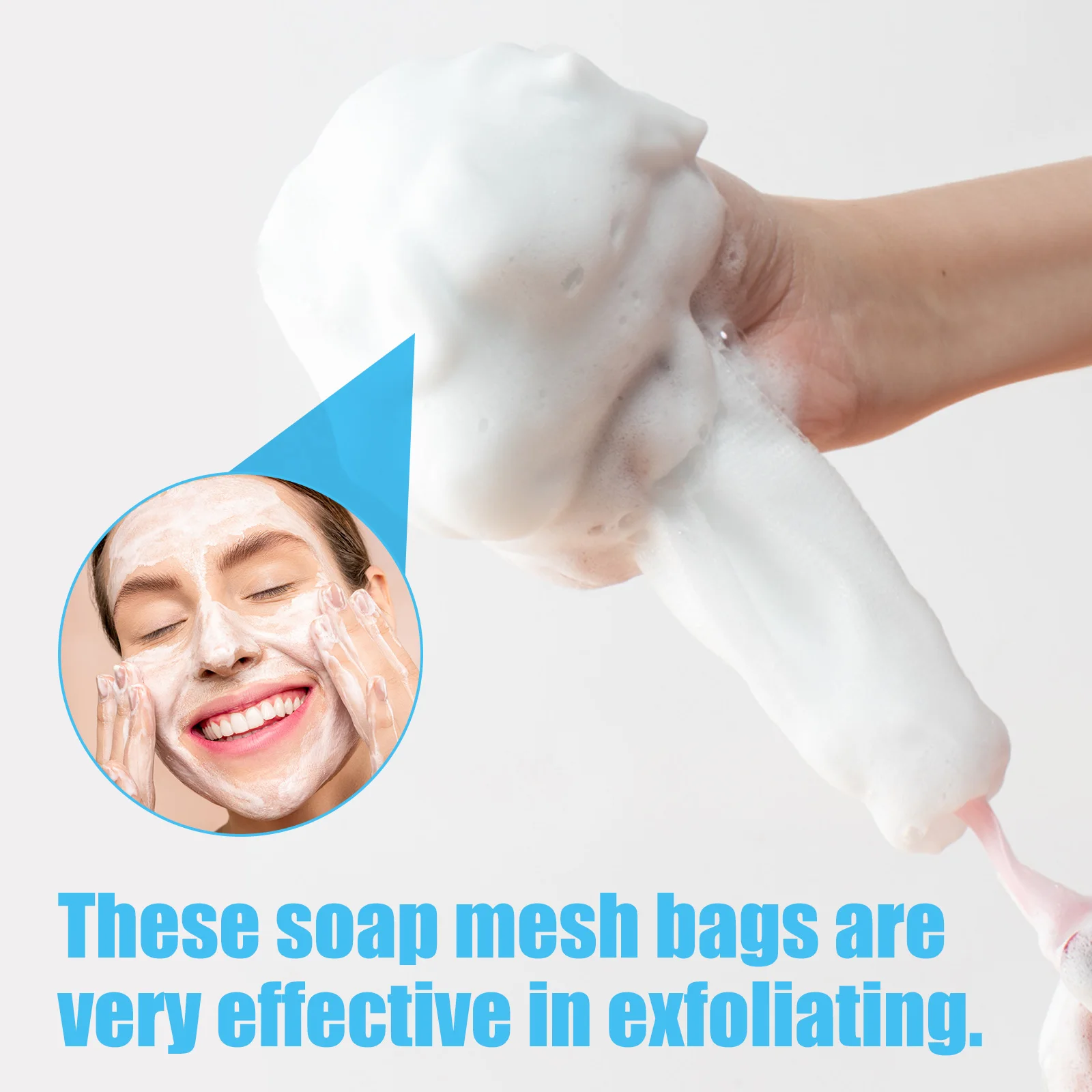 

2pcs Facial Foaming Net Cleansing Pouch Exfoliating Face Skin Care Soap Saver Drawstring Storage Lightweight