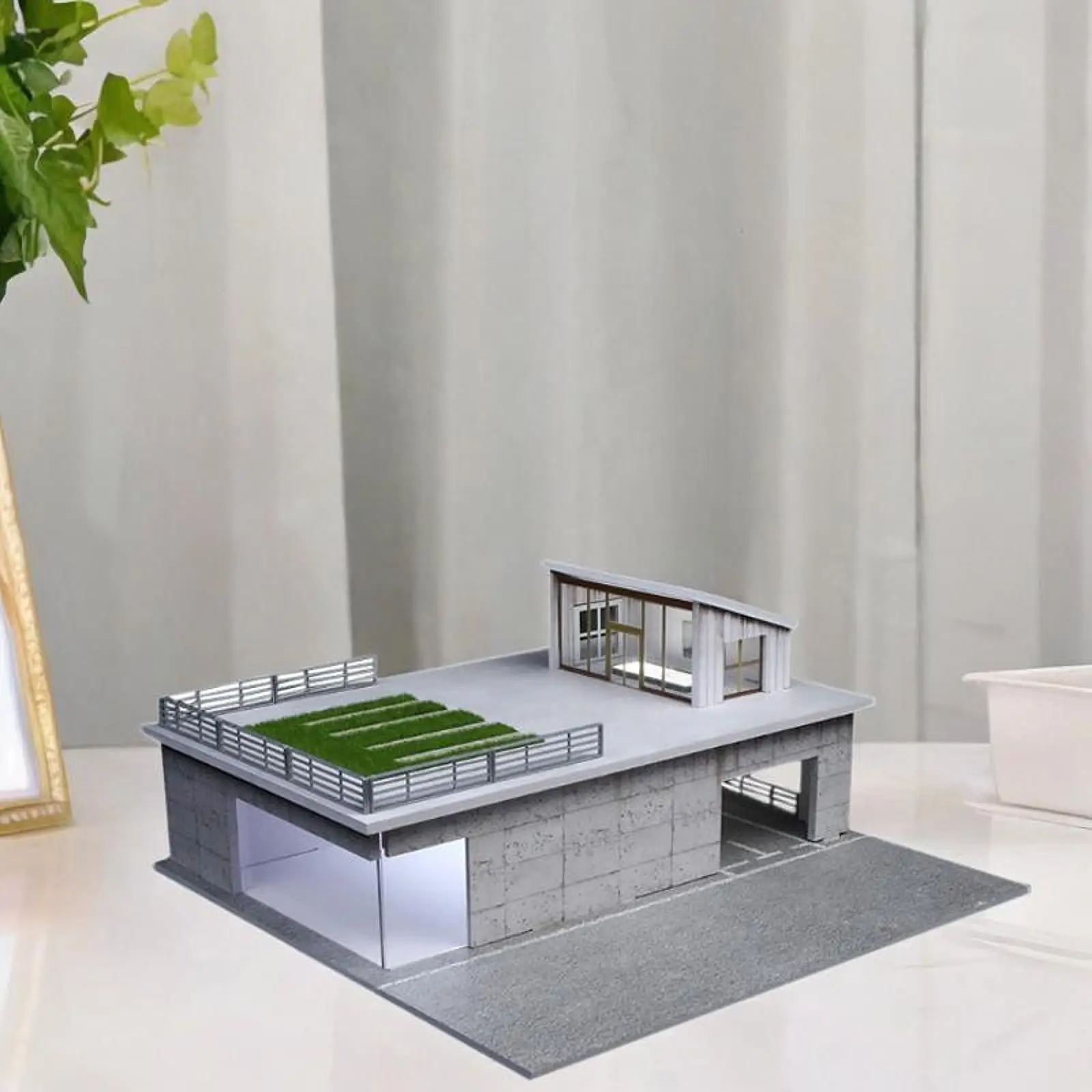 

1/64 Parking Lot Scene Display Case with Lights Parking Lot Dustproof Collection Layout Collectible Show Case Desktop Decor