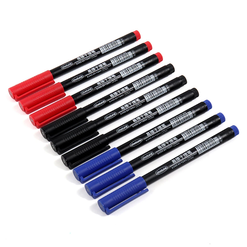 3pcs 0.5mm Dry Erase Art Markers Pens Erasable Whiteboard Marker Pen Office School Meeting record Stationery Extra Fine Tip