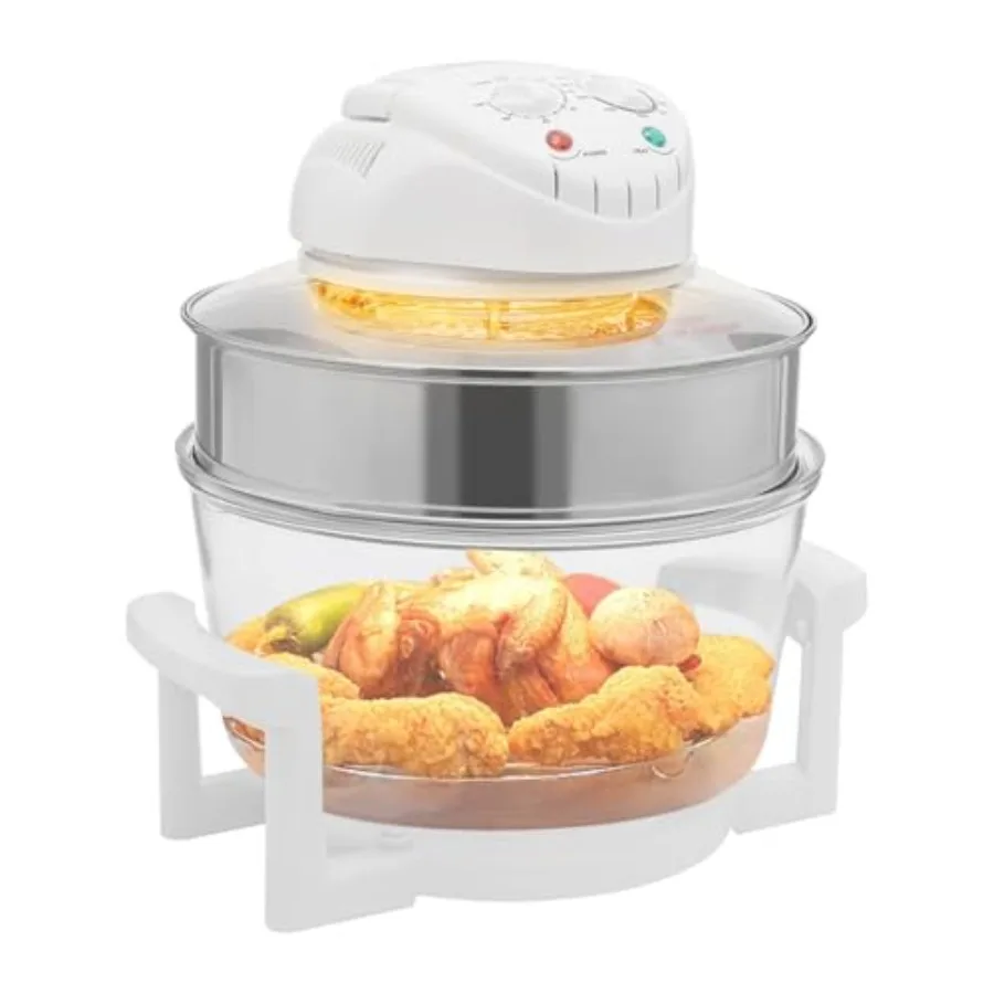 

Электрическая аэрофритюрница-гриль объемом 12 л с обзором 360°, галогенным нагревом, циркуляцией горячего воздуха и турбоконвекцией, безмасляная