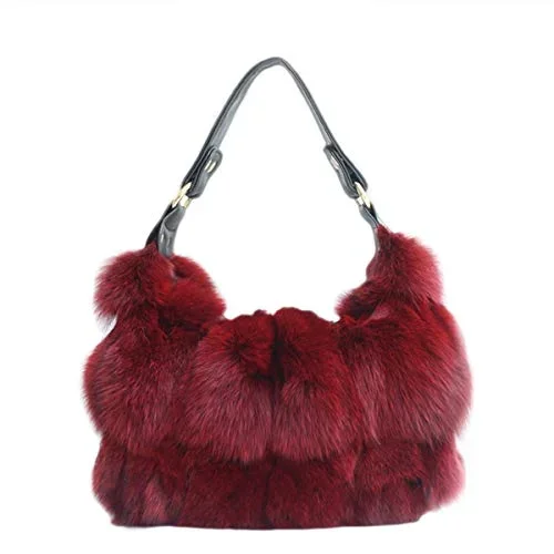 Luxury Real Fox Fur Handbag for Women Crossbody Bags Shoulder Bags Winter Bag