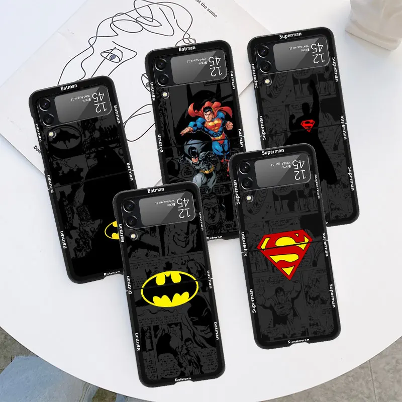 Superman Batman Anime Fall für Samsung Galaxy Z Flip 5 4 3 5g harte Luxus-Handy-Abdeckung zflip5 zflip4 klar PC Capa