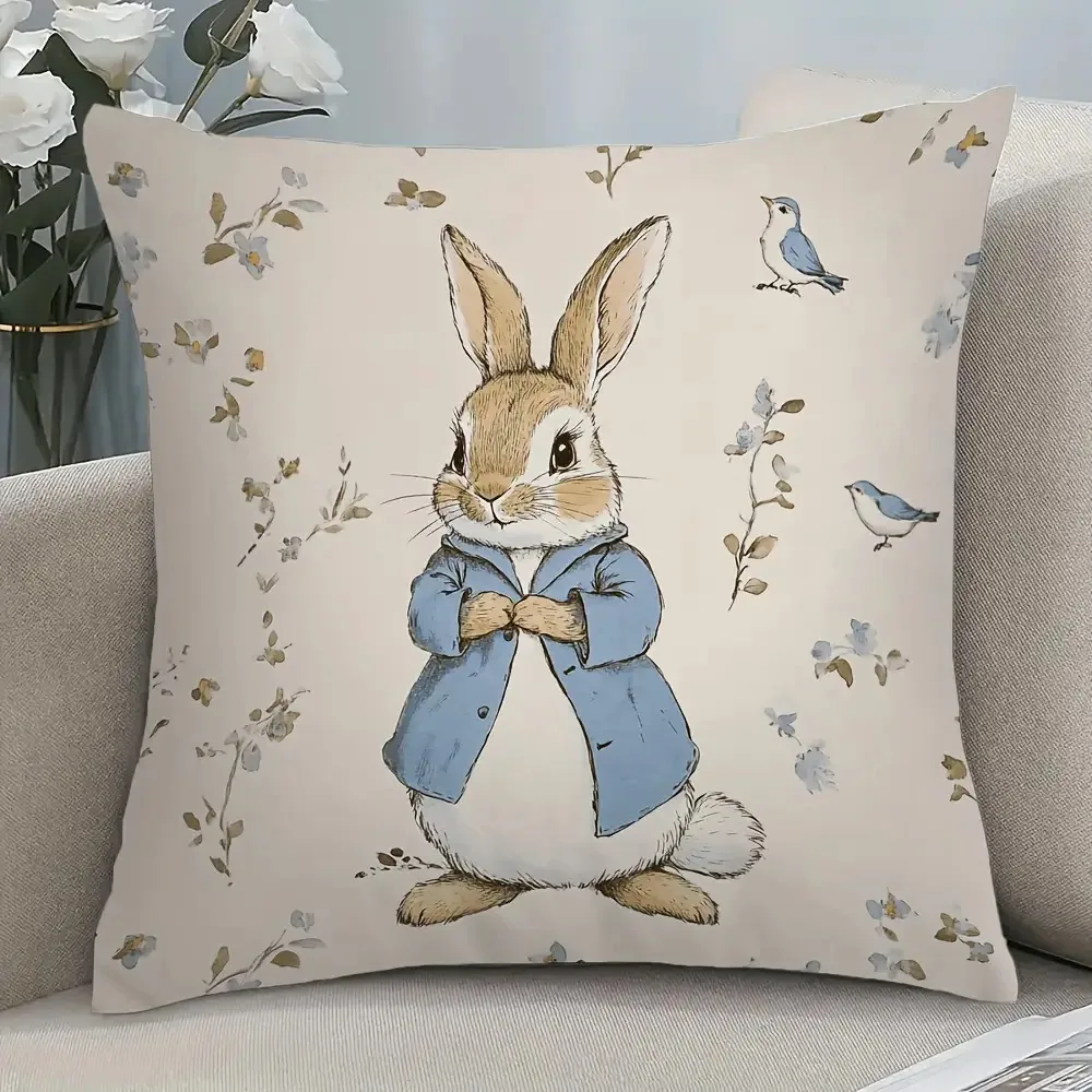 1 Peter Rabbit Easter Pillowcase 2D Double Print Classic Durable Soft Cushion Cover Home Bedroom Living Room Spring Theme Decor