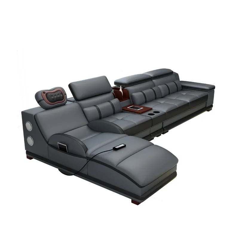 

Leather sofa, modern first-layer cowhide, Italian minimalist light luxury leather new style
