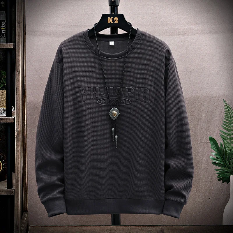 8XL Men's Sweatshirts Large Size Autumn Winter Round Neck Casual Simple Big Size 45kg-145kg Long-sleeved Solid Color Pullovers