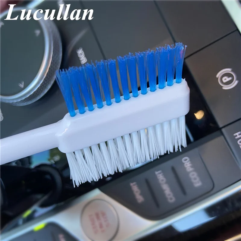 Lucullan Double Head 3 Uses Groove Detailing Brush Car Engine,Door,Window Gap Vent Cleaning Tools Accessories
