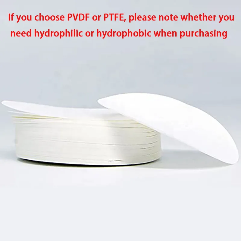 50pcs/lot PTFE 0.22um/0.45um/5um Microporous Membrane Lab Hydrophobic/Hydrophobic filter Microfiltration Membrane