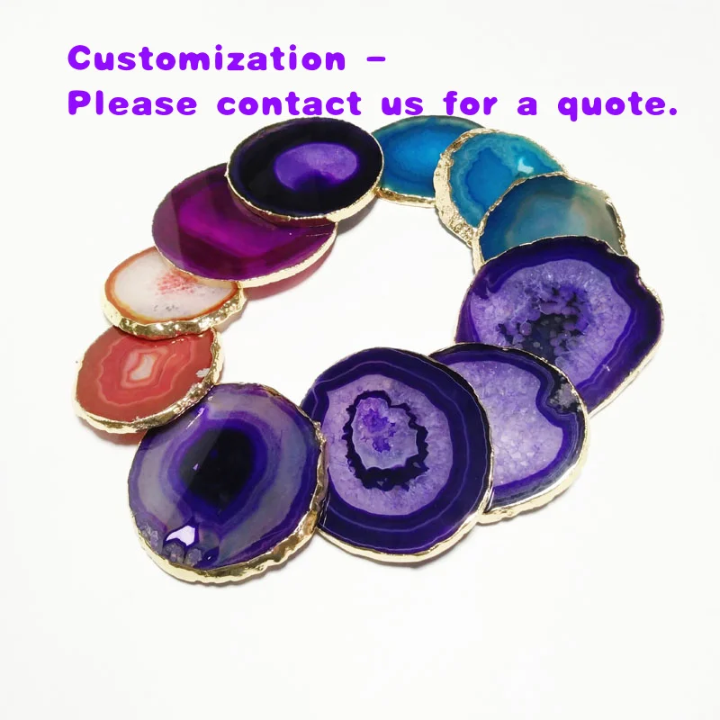 custom.Natural Polished Gemstone Crafts Agate Coaster Agate Slices