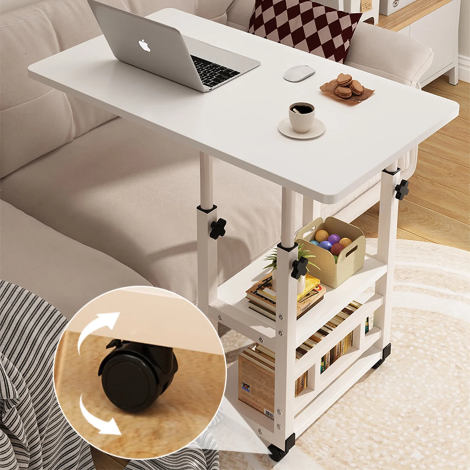 Customizable Movable Lifting Bedside Table Multifunctional Wheeled Movable Lifting Table For Bedroom