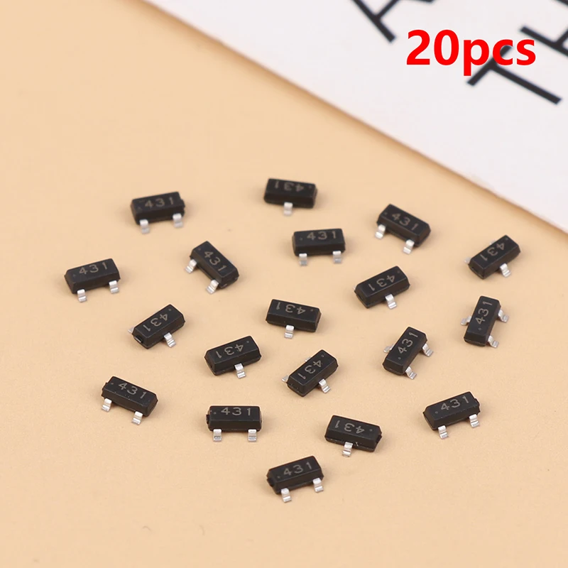 20pcs TL431 0.5% Precision Chip Transistor SOT-23 CJ431 TL431A Electronic Accessories