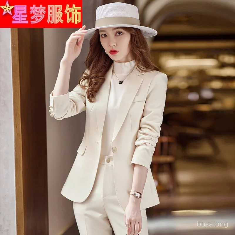 

Khaki Suit Jacket for Women Spring and Autumn Fashion Western Style Business Wear Interview Formal Wear Suit Suit Overalls Autum