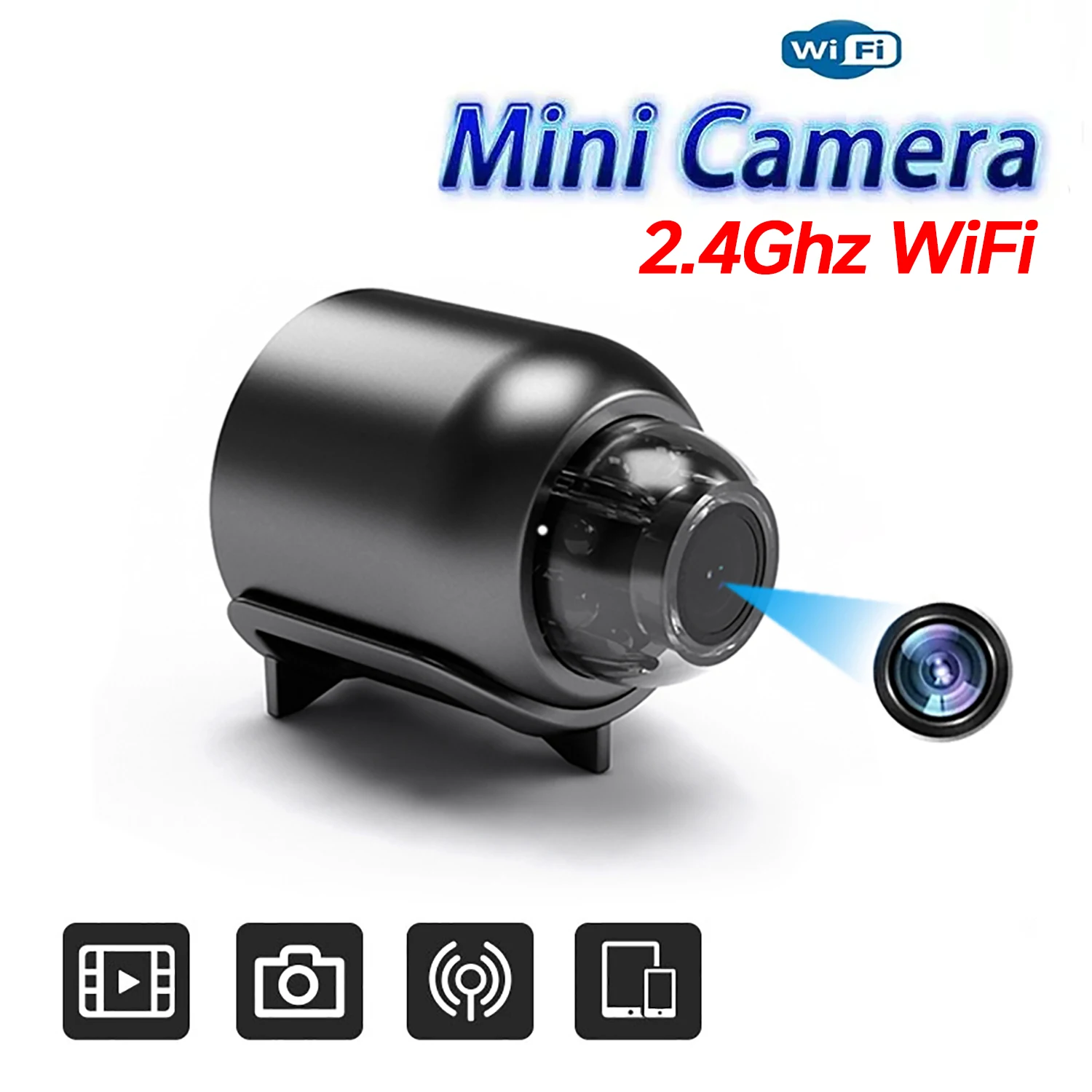 Câmera Mini X5 Leve 1080P HD, Câmera WiFi 2.4Ghz para Segurança Interna, Gravador de Vídeo, Monitor Remoto, Webcam
