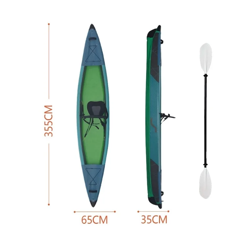 

Inflatable Kayak 1-2 Person 200kg Load 3 Air Chambers 8psi Max Pressure 355/470cm for Beginners Families River Lake Sea Use