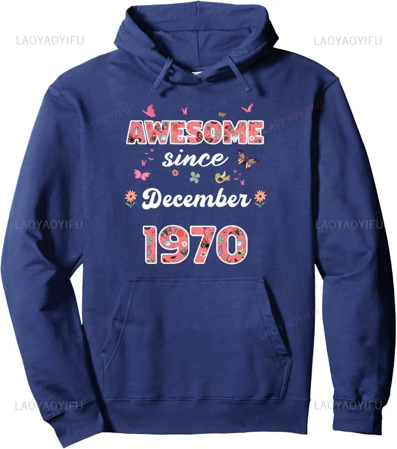1970 Flowers Pullover Hoodie Sweatshirts for Women Custom Printed Graphic Hoodie Ropa De Mujer