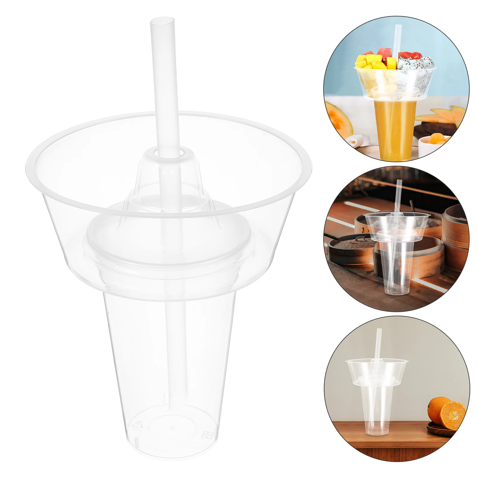 

2Sets Smoke Cup Snack and Drink Holder Thickened Plastic Tumbler One-Handed Hotpot Fruit Beverage Container Party Snack Bowl
