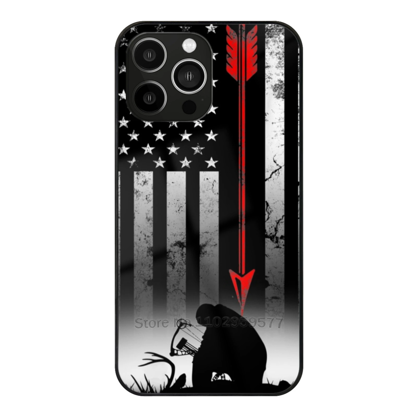 Bow Deer Hunting American Flag Bow Hunting Tempered Glass Case For Iphone 11 12 13 14 15 Pro Max Mini 7 8 X Xr Xs Plus Phone