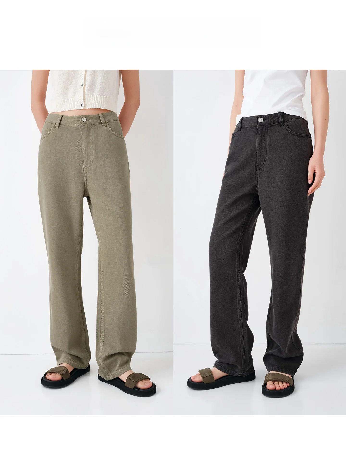 

Экологичные льняные джинсы Jaja Coral прямого кроя, женские винтажные джинсы с высокой талией и застежкой на пуговицах, натуральные джинсы с завышенной талией