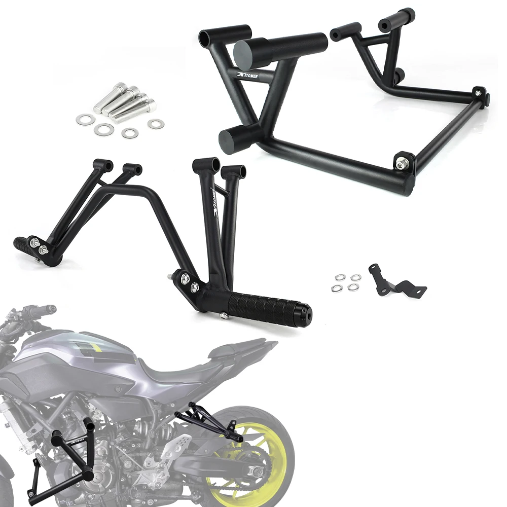 

For Yamaha FZ-07/MT-07 2014-2024 Motorcycle Stunt Cage Engine Guard Crash Bar&Rear Footrests Subcage Step plate Stunt Protection