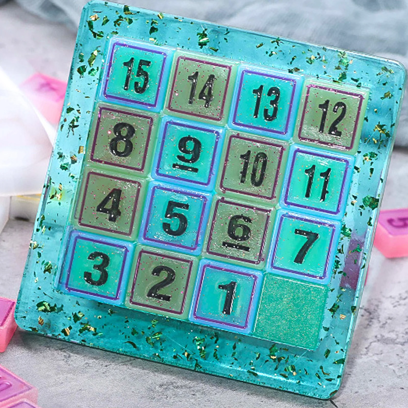 1 مجموعة 1 مجموعة الشريحة لغز قالب من السيليكون عدد الحرفية عدة Diy بها بنفسك الراتنج الصب الكبار الأسرة متعة Diy بها بنفسك العرض