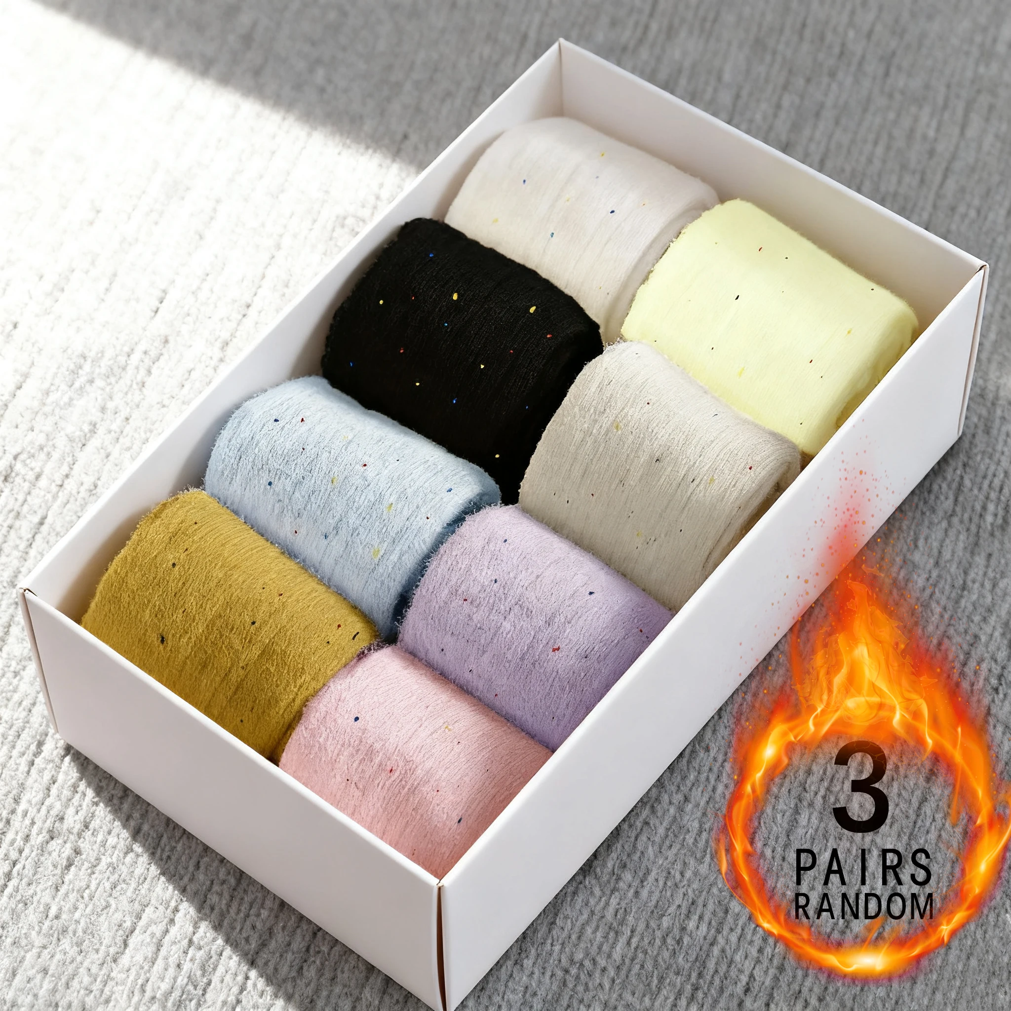 

3 пары осенне-зимних женских толстых норковых меха, милые и милые однотонные универсальные мягкие и теплые шерстяные носки из пряжи в горошек