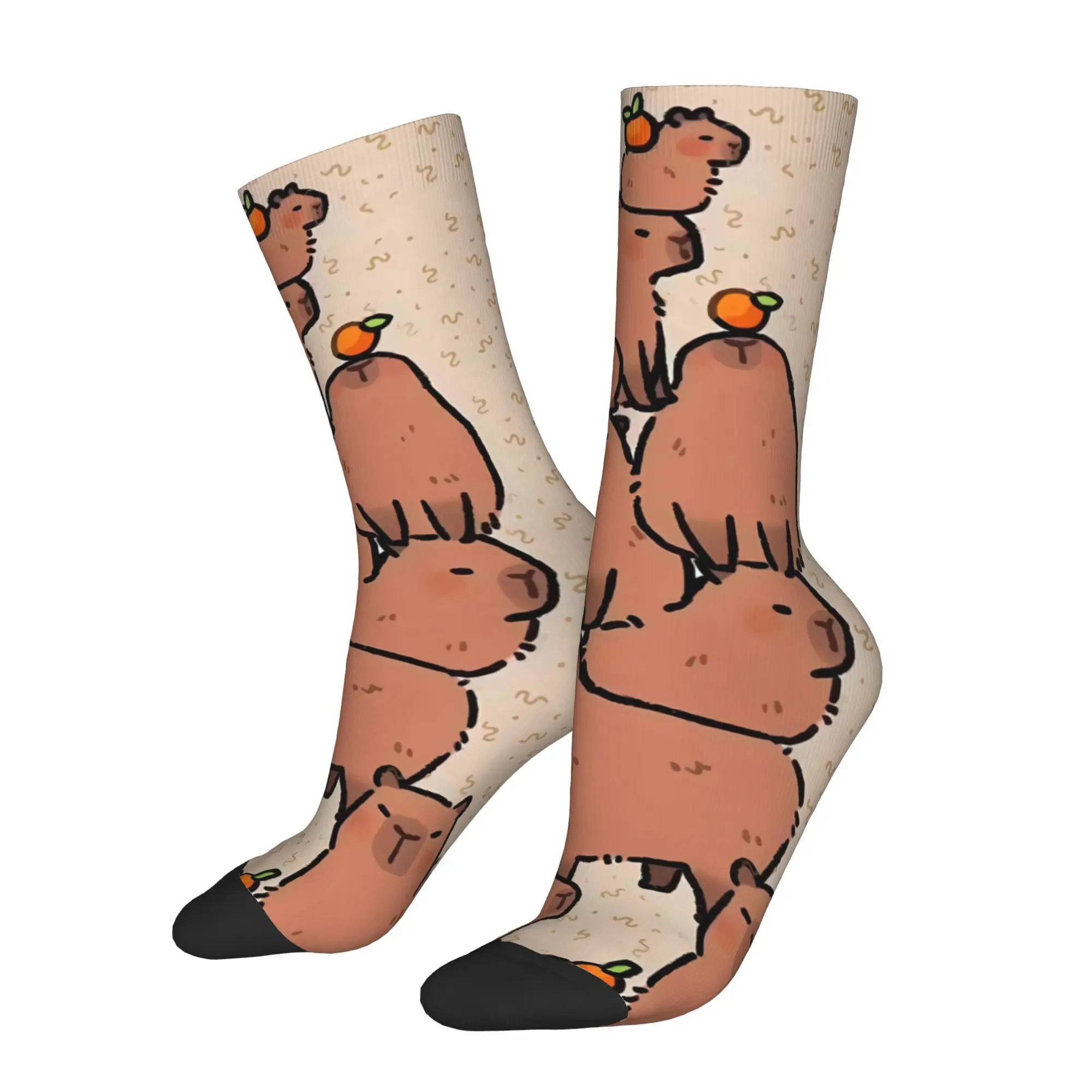 

Забавные мужские носки Happy с рисунком капибары, винтажные повседневные носки в уличном стиле Харадзюку, подарочный узор с принтом