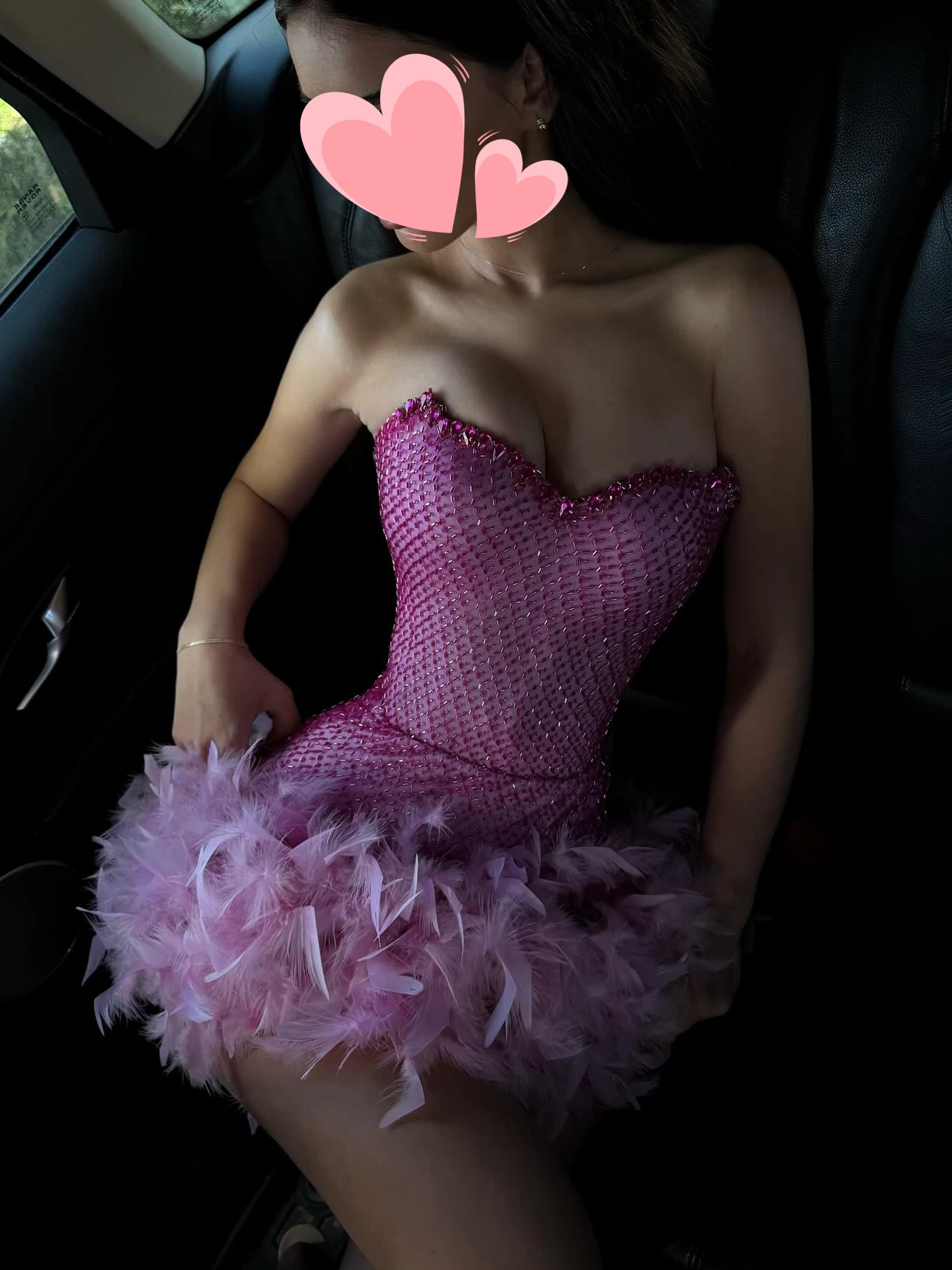 Oisslec Abendkleid, elegant, Vintage, süße rosa Federn, Perlen, sexy, maßgeschneidert, für formelle Anlässe, Abendkleid, Party-Kleider