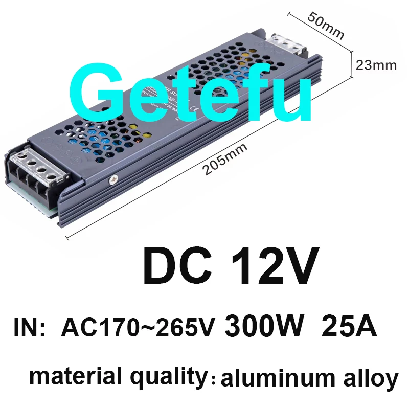 Ultra dünne LED-Strom versorgung DC 12V 24V Licht transformatoren 60W 200W 300W 400W W AC170-265V wandler Treiber für Streifen – Detail 12