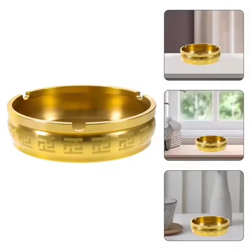 

Ashtray Round Brass Tabletop Holder Office Household Metal Indoor Large Ashtrays Simple Living Room Ashtray For Outdoor