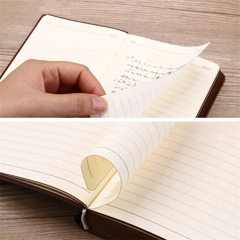 A5 Retro Style Pocket Type Mini Notebook Stamping Process Artificial PU Leather Writing Book Portable Notepad Office Bookkeeping