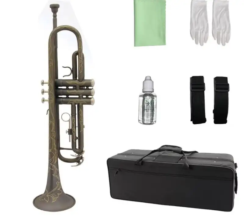 Special Brass Trumpet Matte Black Nickel Finish Beginner & Professional Small Number